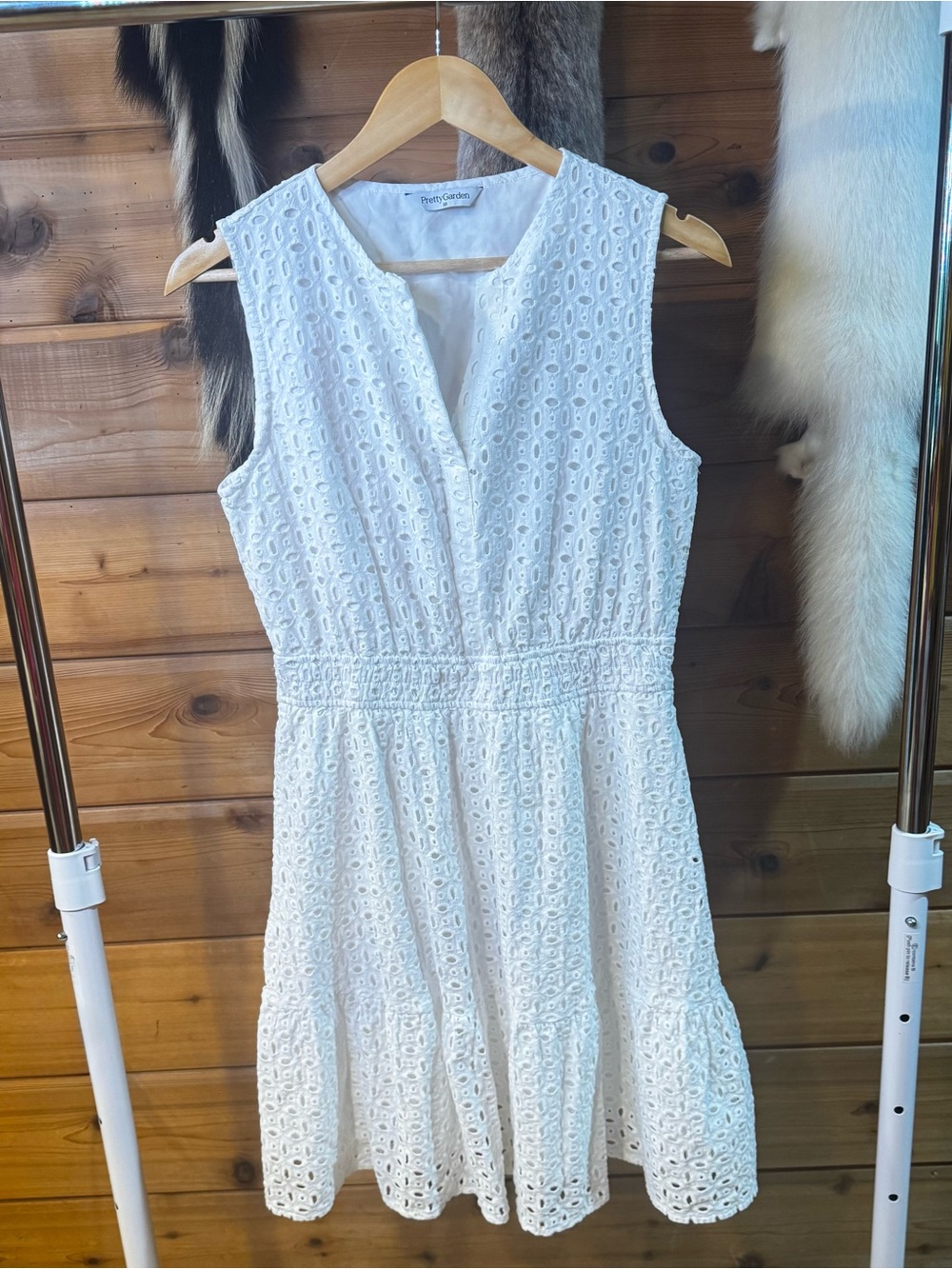 PrettyGarden White Eyelet Sleeveless Dress